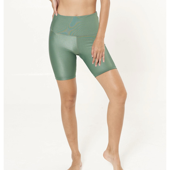 Lola Getts Hi-rise Biker Short- Succulent Rib Pattern Size XL Green - Picture 1 of 10